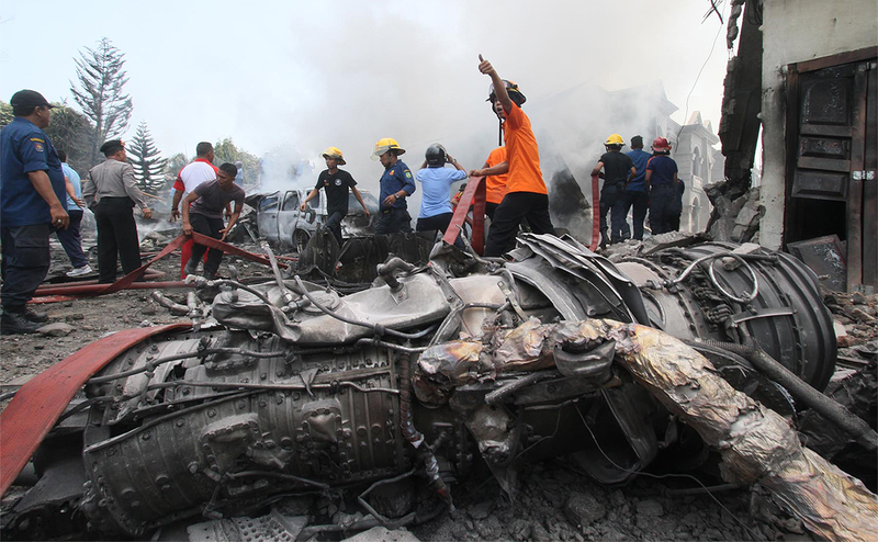 Illustration for article titled Indonesian Air Force C-130 Crashed Into A Dense Neighborhood In Medan